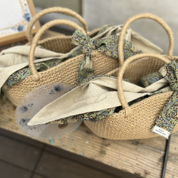 【メルマガ特集掲載】モリス　ピンパーネル　コロンとしたお出かけバッグ　麻バッグ　かごバッグ　あずま袋付き　ショルダー 18枚目の画像