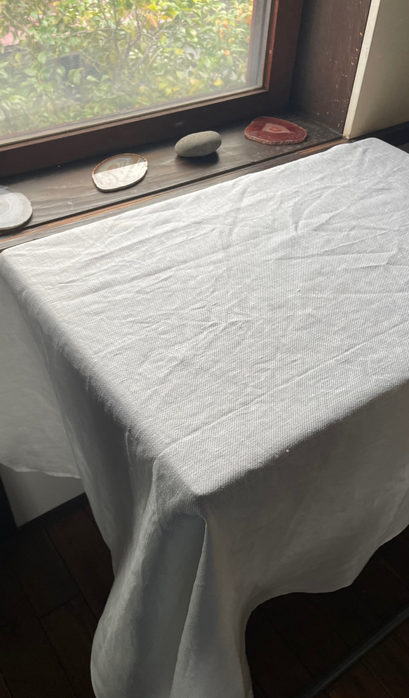 くったりリネンのずっと使えるマルチクロス　麻　生成　白　ベージュ　ホワイト　マルチカバー　厚地　テーブルクロス 11枚目の画像