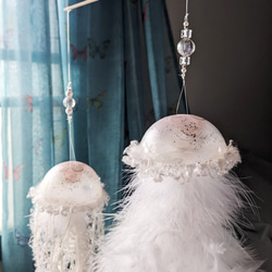 白クラゲモビール アマクサクラゲ クラゲ ミズクラゲ くらげ ウエディングドレス サンキャッチャー 吊るし飾り 海月 海 12枚目の画像