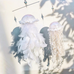 白クラゲモビール アマクサクラゲ クラゲ ミズクラゲ くらげ ウエディングドレス サンキャッチャー 吊るし飾り 海月 海 14枚目の画像