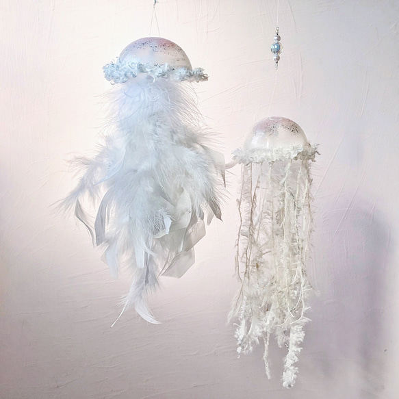 白クラゲモビール アマクサクラゲ クラゲ ミズクラゲ くらげ ウエディングドレス サンキャッチャー 吊るし飾り 海月 海 13枚目の画像