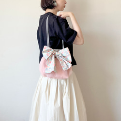 【受注生産・Creema限定】 夏の福袋2way organdie mini bag＆巾着ポーチ（pink） 4枚目の画像