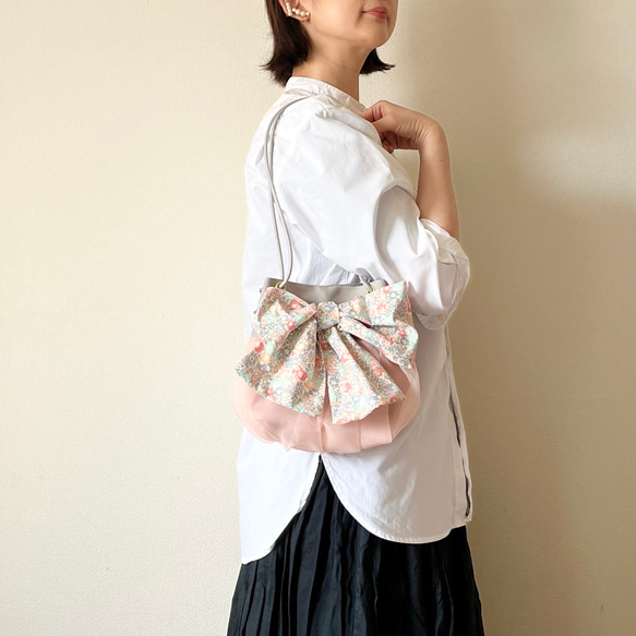 【受注生産・Creema限定】 夏の福袋2way organdie mini bag＆巾着ポーチ（pink） 5枚目の画像