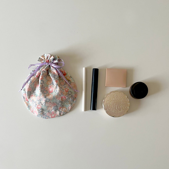 【受注生産・Creema限定】 夏の福袋2way organdie mini bag＆巾着ポーチ（pink） 13枚目の画像