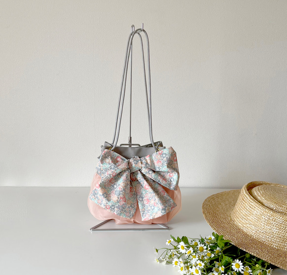 【受注生産・Creema限定】 夏の福袋2way organdie mini bag＆巾着ポーチ（pink） 11枚目の画像