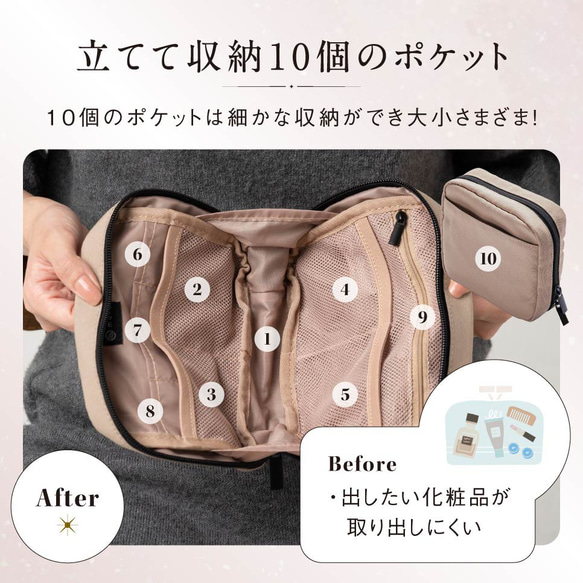 サスティナブル R-PET 撥水抗菌 中身が一目でわかる スクエア メイク 【送料無料】（ep-01） 7枚目の画像