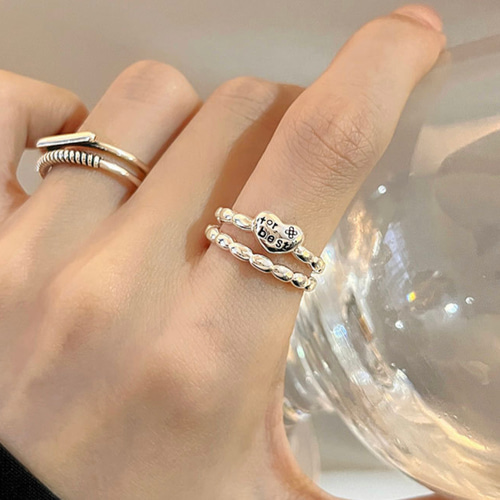 シルバー925 太め 2重 ハート リング 指輪 silver925