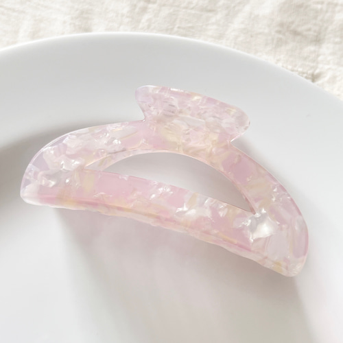 ヘアクリップ バンスクリップ アセチ 大理石 シェル マーブル 半円