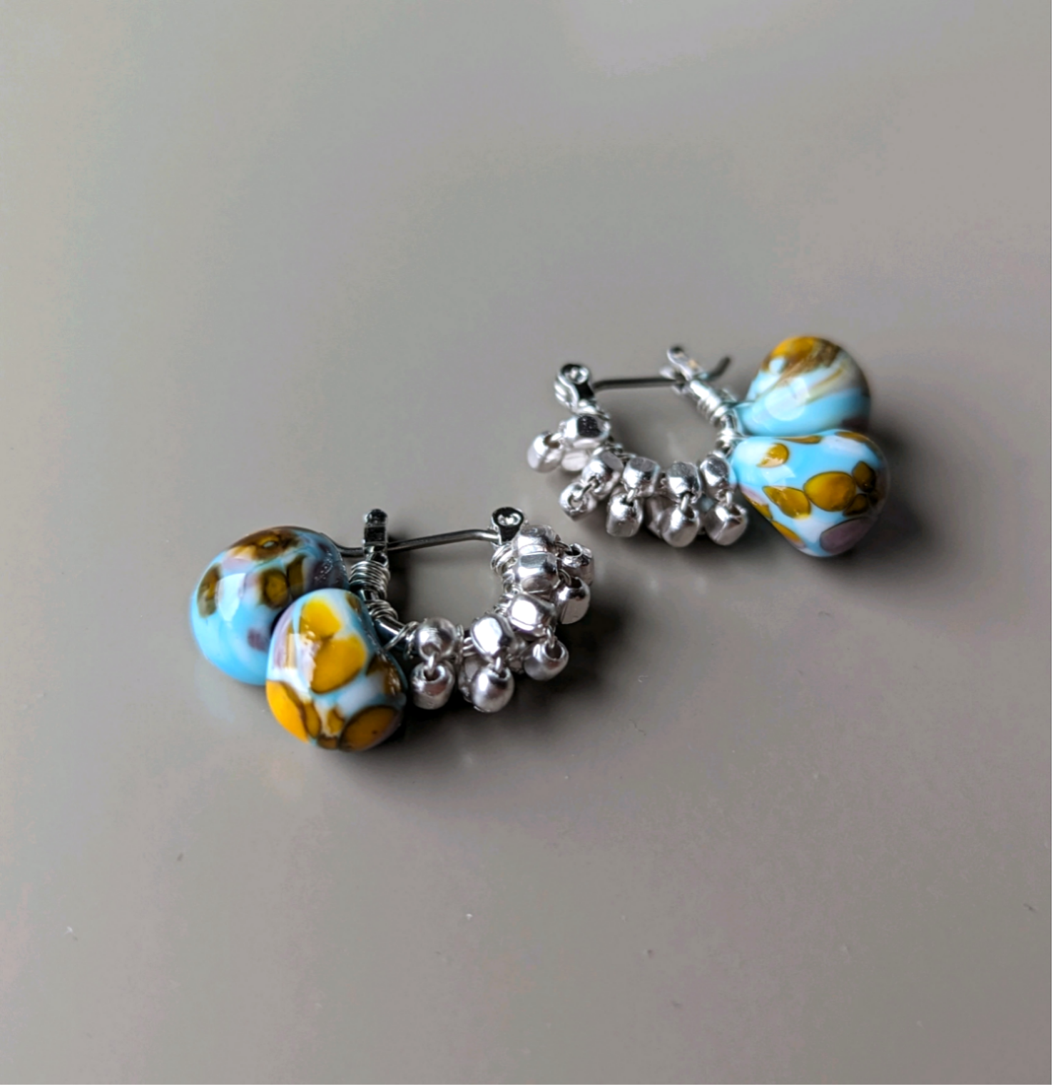 USA glass drop turquoise SILVERターコイズピアスorイヤリング SV925