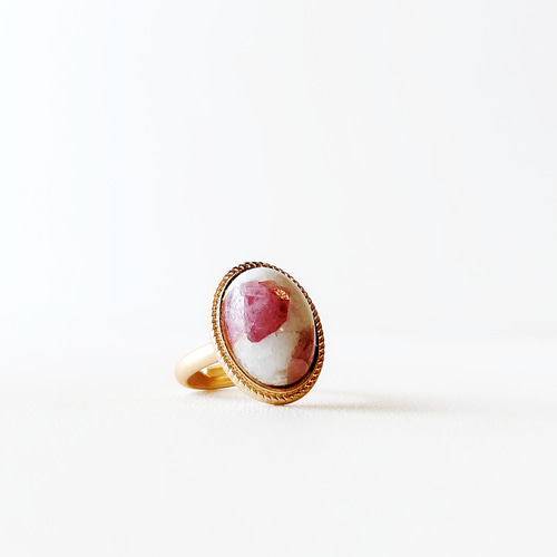 パウアシェル× トルマリンインクォーツ ダブレット ストーン リング 66 パウアシェル× トルマリンインクォーツ ダブレット ストーン リング 66