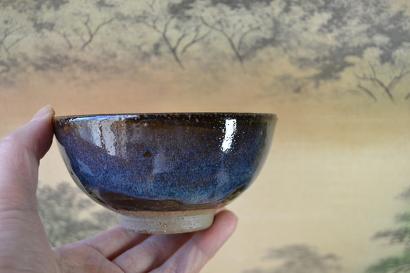 【再入荷！】飯碗小(コスモブルー)　ご飯茶碗　お茶碗　小さめ　★萩焼き　陶器　ギフト 1枚目の画像