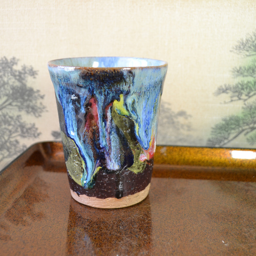 再入荷！】フリーカップ(南仏の影)パレット ビールグラス 陶器 ☆萩焼