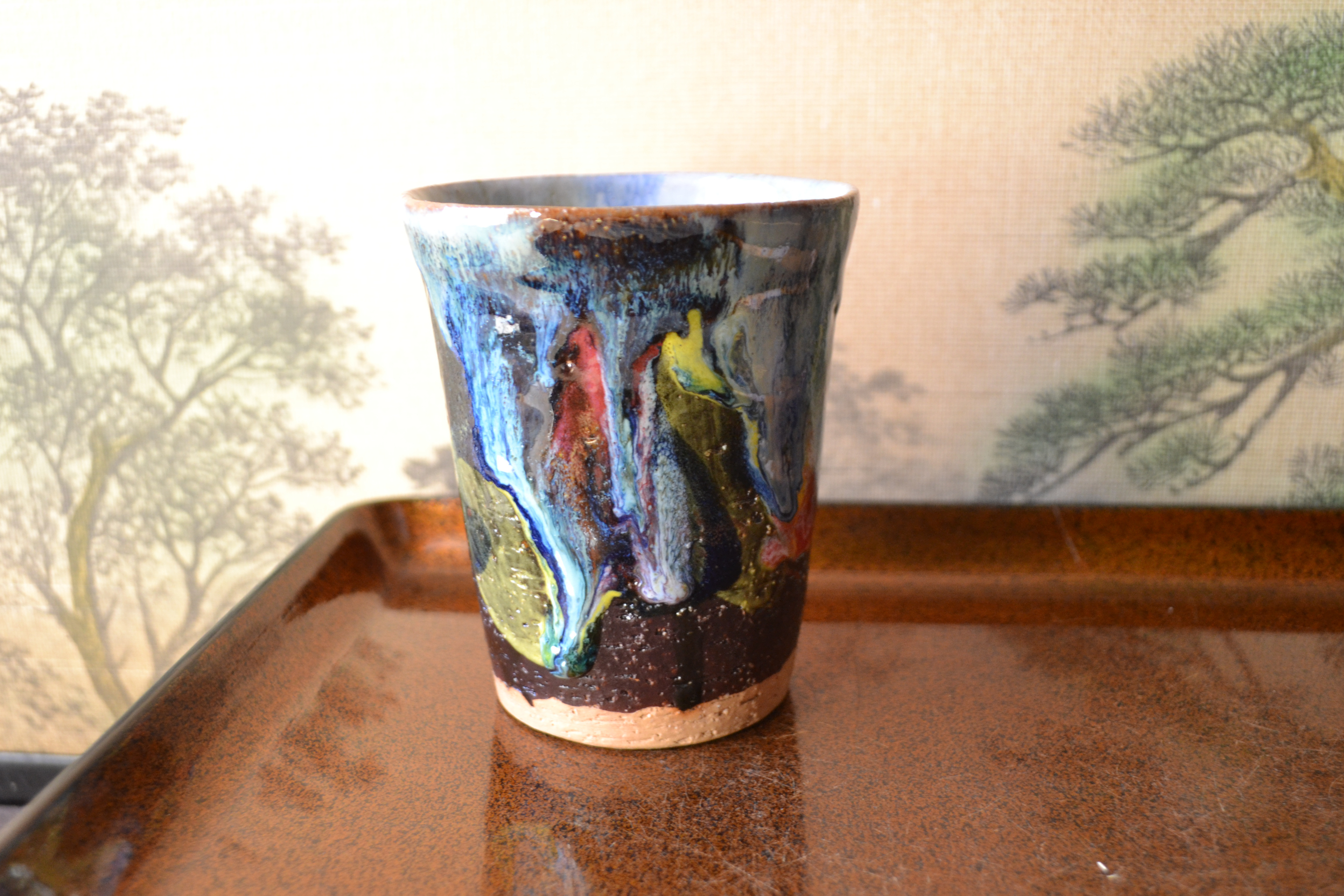 【再入荷！】フリーカップ(南仏の影)パレット　ビールグラス　陶器　★萩焼 　ギフト