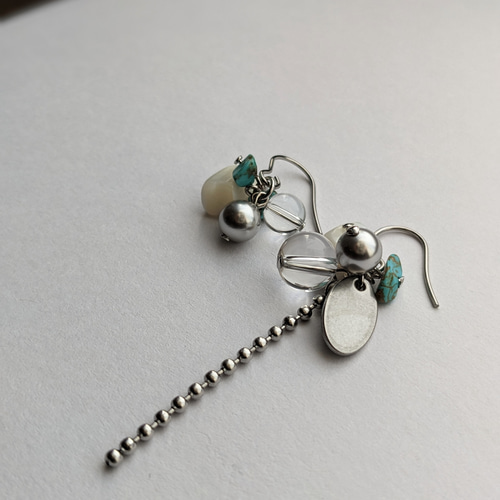 アクセサリー(女性用) no.3619 ハウライトターコイズ 水晶 スワロ