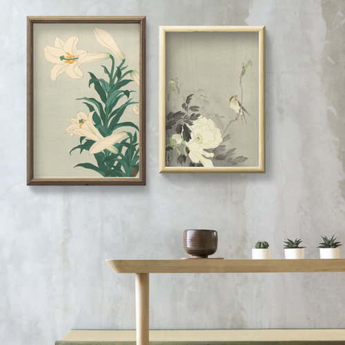 NO.248】百合の花の日本画アートポスター☆浮世絵和柄絵画和