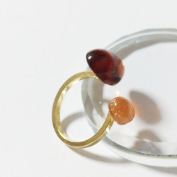 《再販》琥珀リング　バルティックアンバー　サンストーン　オープンリング　フォークリング　フリーサイズ　指輪 9枚目の画像