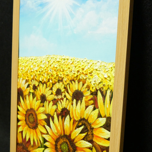 油絵 絵画【夏空と太陽とひまわり畑 】 絵画 HR 通販 16109800