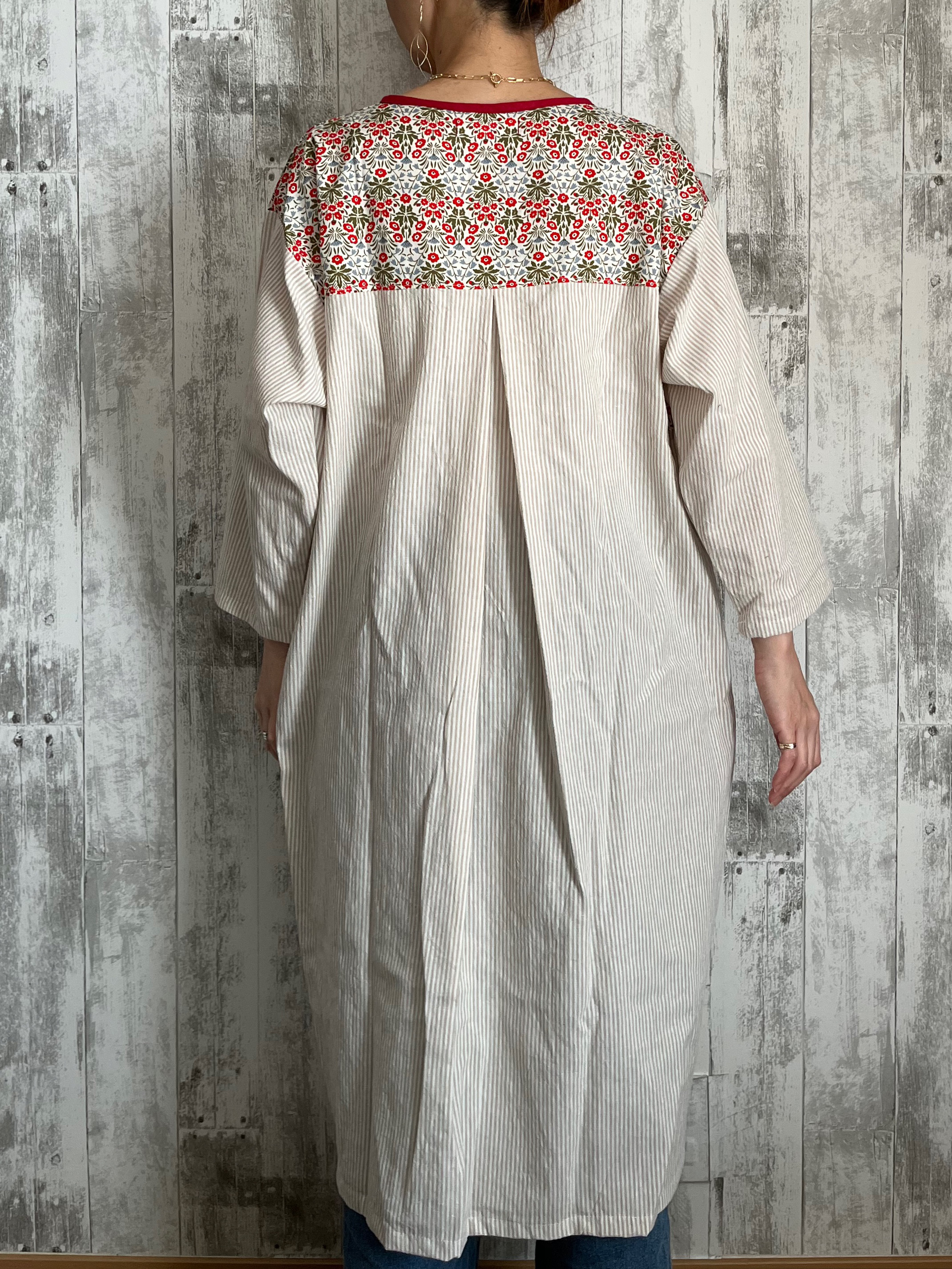 SeaRoomlynn ボタニカル フラワー ロンパース 美品 ボタニカルフラワー＆ストライプcottonゆったりロングワンピース