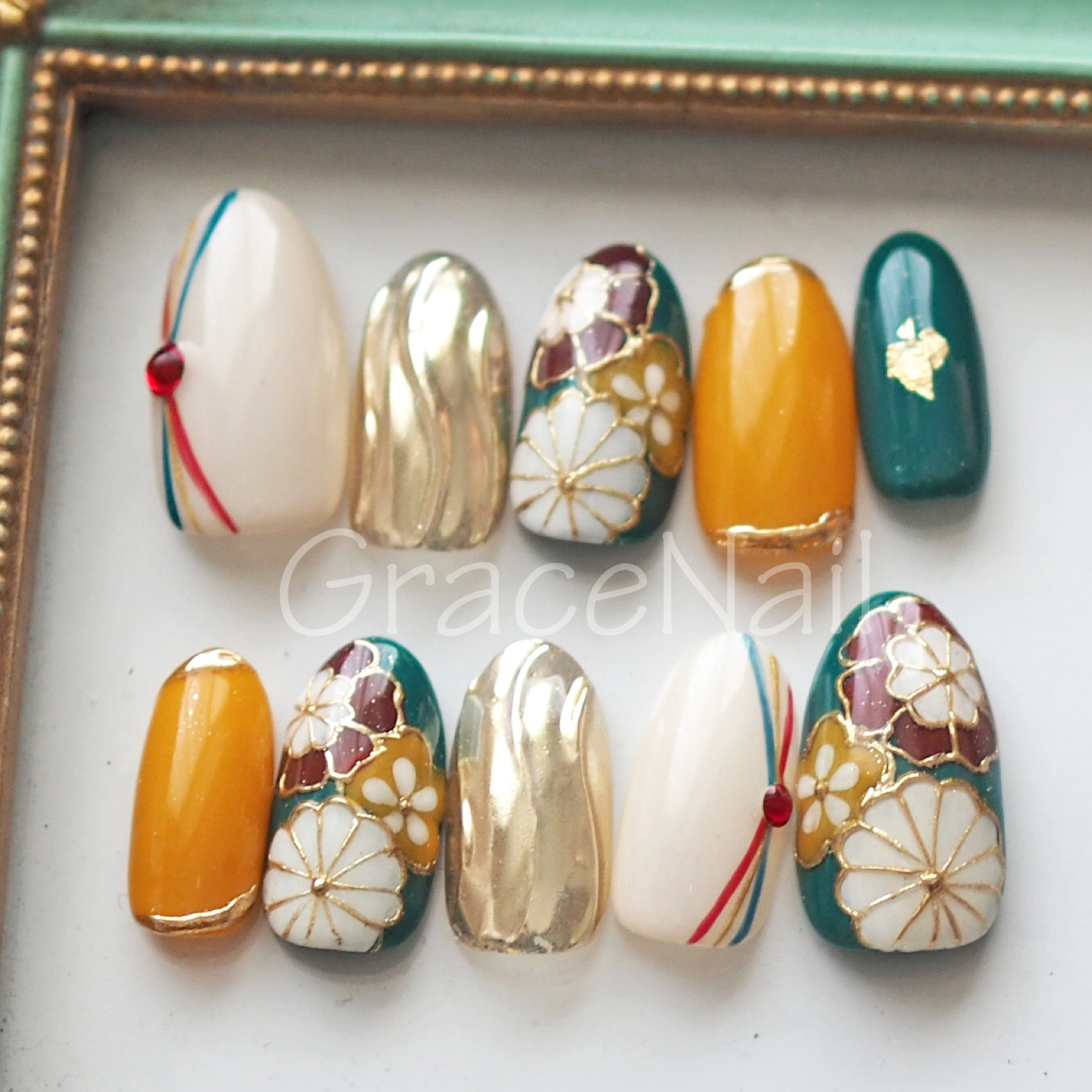 【サイズオーダー】成人式・卒業式・着物 和柄ネイルチップ56