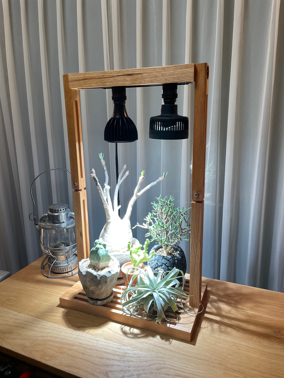 植物育成LEDライトスタンド［オーク］回転式サーキュレーター
