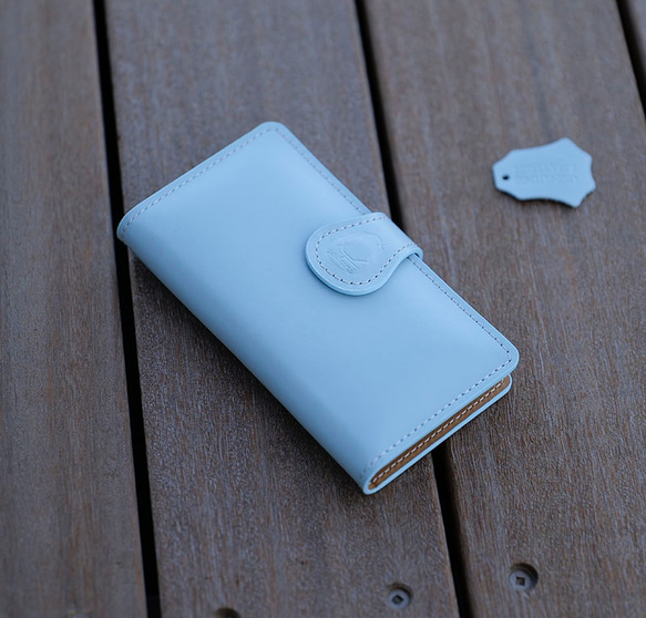 傷に強い柔らかな パステル スマホケース iPhoneケース 手帳型 カバー Galaxy [SK02-MBlue] 2枚目の画像