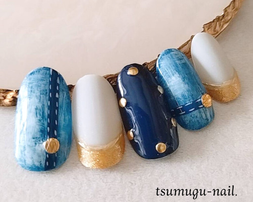 S/S No.005】デニムネイル ネイルチップ（つけ爪） tsumugu-nail.tip