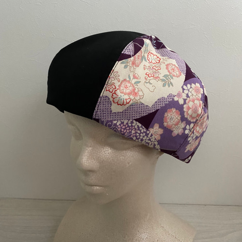 早割ex 送料無料 和柄のベレー帽（紫） ベレー帽・ハンチング topi2501 帽子