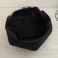 送料無料　和柄のベレー帽（紫） 3枚目の画像