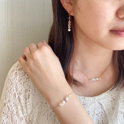 [選擇你的生日石 ☆ 天然石和透明珠手鍊] 淡水珍珠最喜歡的顏色透明顏色均碼禮物 第3張的照片