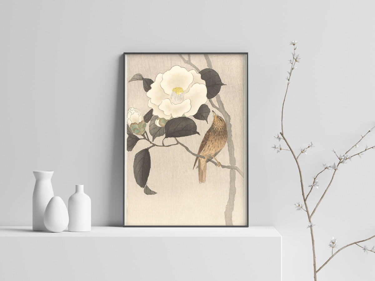 絵画 貼り絵 和紙 アート 美術 芸術 椿 花図 水彩画 昭和レトロ 切り絵