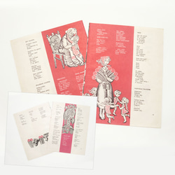 子供と老婆 花を抱える女性 木と鳥 リトアニア洋書カルトン 戯画 イラスト図版 ヴィンテージ2枚組 2003-16.17 1枚目の画像
