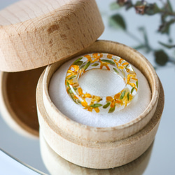 金木犀 の指輪 クリアリング 木製ケース ボタニカル ドライフラワー