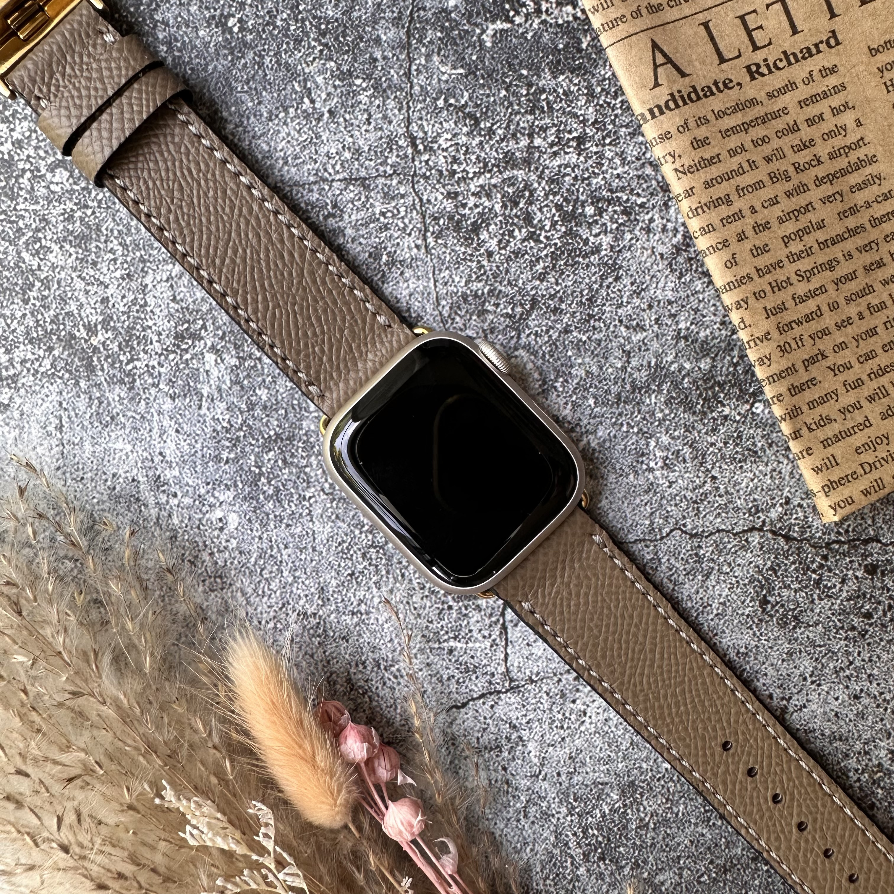 [最高級レザー使用] アップルウォッチ レザーベルト　エトゥープ