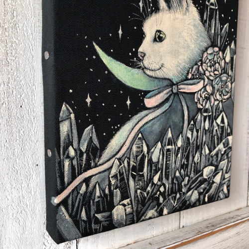 絵画　アクリル画　原画　月影　げつえい　テクスチャーアート　月　モノクロ　Ｓ.Ｉ 絵画 アクリル画 原画 月影 げつえい テクスチャーアート 月