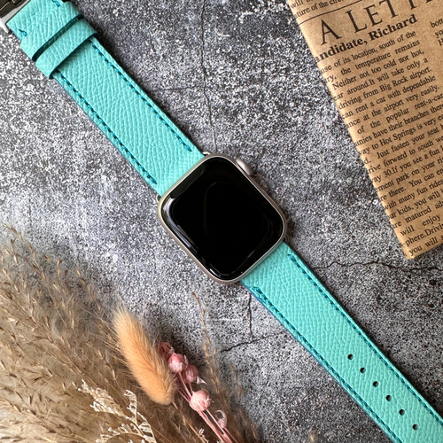 最高級レザー使用] アップルウォッチ レザーベルト ティファ(水色