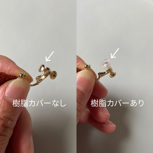 イヤリング可】tile ブラウン/ 14kgf 大人 レースピアス 透かし模様 