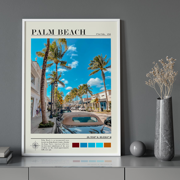 トラベルポスター アメリカ Palm Beach ヤシの木 / インテリアポスター 海外アート / 5053 5枚目の画像