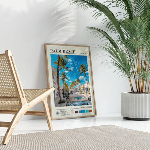 アートポスター パームビーチ フロリダ ヤシの木 青空 リゾート