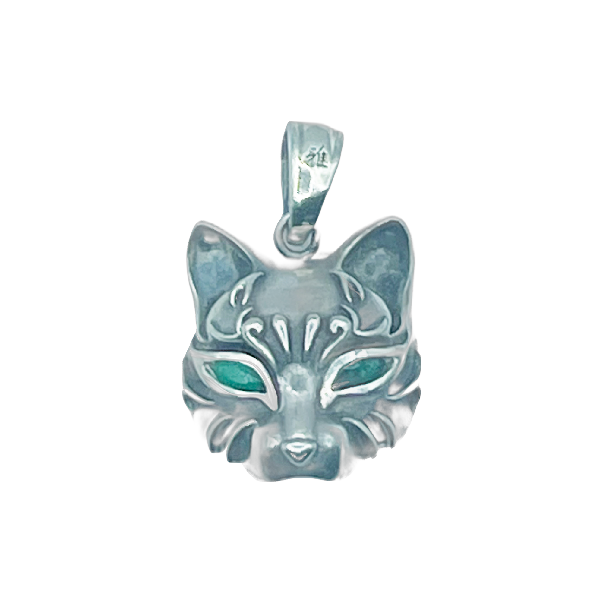 猫面ペンダント(エメラルド)