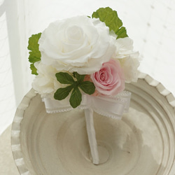 【オーダーメイドブーケ＊ウェディングブーケ】PB-150　プリザーブドフラワー　キャスケードピンク　ホワイト　結婚式 2枚目の画像