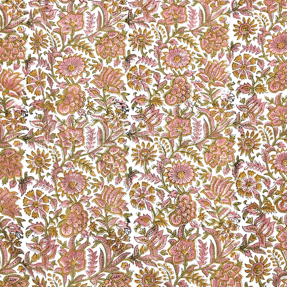 [50cm單位]白色紅豆花印度手工塊印花布料紡織棉 第5張的照片