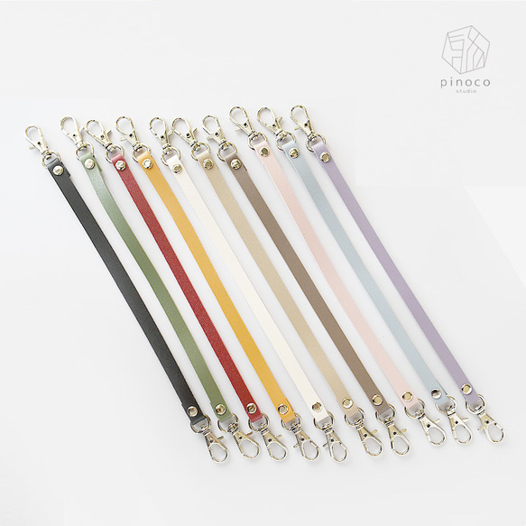 ショート丈のしっかりしたレザーストラップ 全10色 (金具