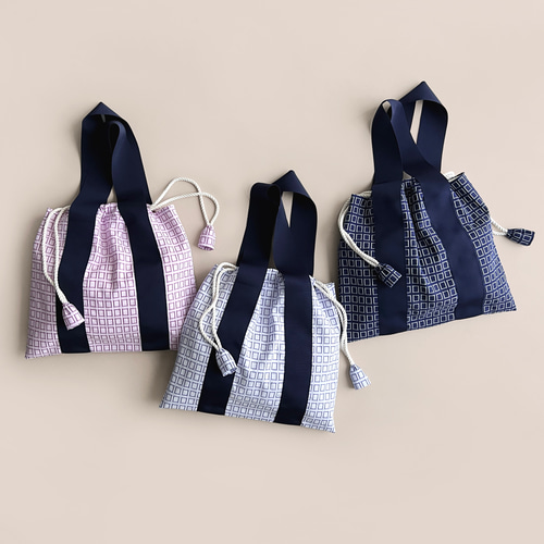 ✩R✩ミナペルホネン　ポケット巾着バッグ　スカイフラワー ✩R様専用✩ミナペルホネン ポケット巾着バッグ スカイフラワー