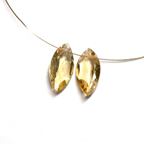 宝石質シトリンD＊マーキスファセットカット＊2個 天然石 JEWELBOX