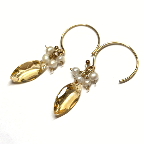 宝石質シトリンD＊マーキスファセットカット＊2個 天然石 JEWELBOX