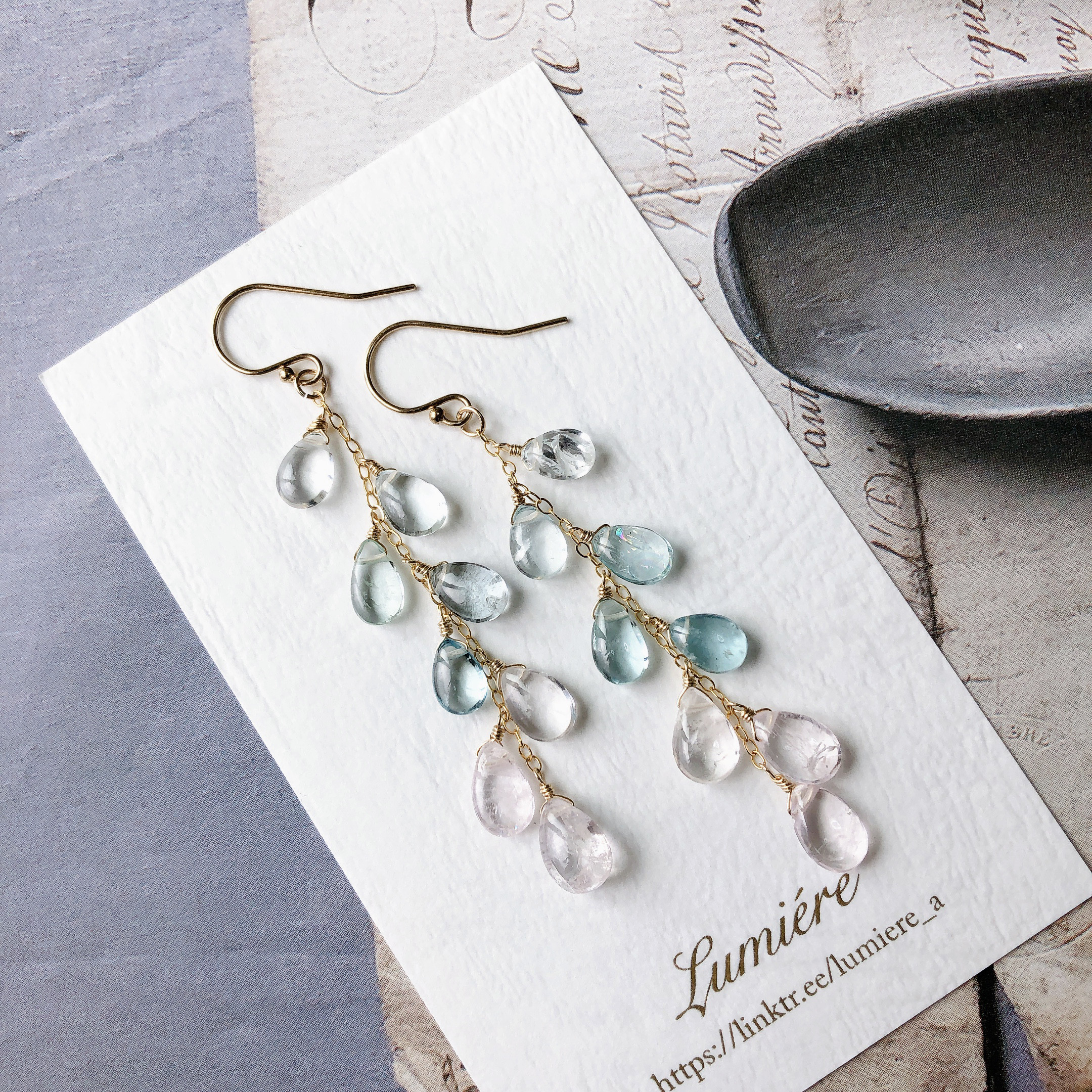 14kgf＊ミックスベリルのロングピアス