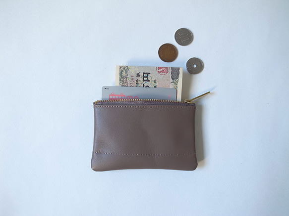 ”小さくスリム” な【S】Minimal Wallet「上質イタリアンレザー」- トープ - 1枚目の画像
