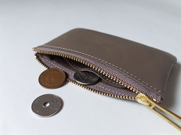 ”小さくスリム” な【S】Minimal Wallet「上質イタリアンレザー」- トープ - 5枚目の画像