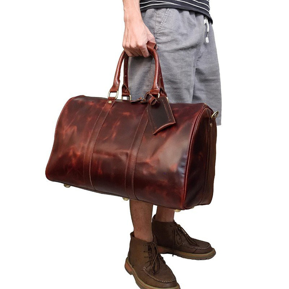 レザー ボストンバッグ 本革 メンズ 大容量 男性用 旅行鞄 靴入れ付き トラベルバング 機内持ち込み ゴルフ鞄 旅行バ 13枚目の画像
