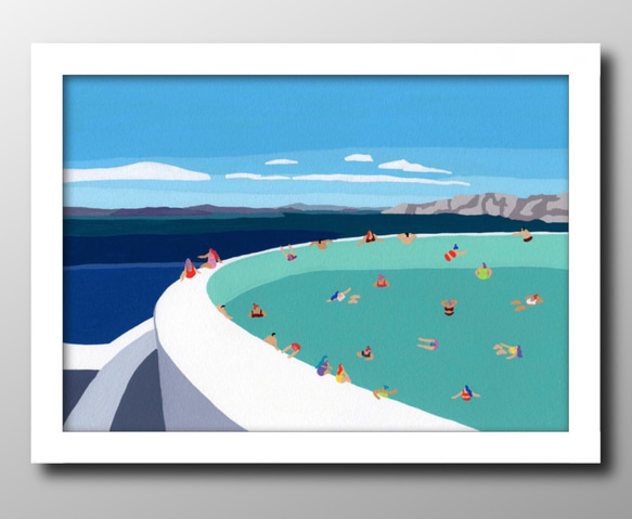 希少 黒入荷！ A3サイズ『夏 絵画 ポスター 13655 プール サマー』アート 青空 ポスター